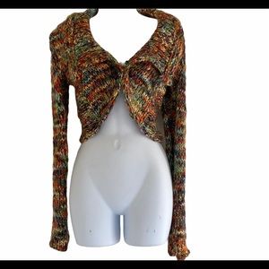 Free People Multi Color Knitted Cropped Sweater